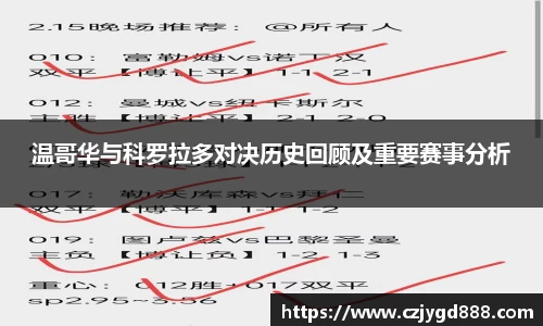熊猫体育：温哥华与科罗拉多对决历史回顾及重要赛事分析